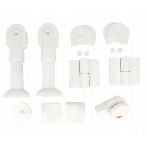 Kování pro sanitární Wc kabiny bílé, pravé, pro desku 16-18 mm, sada