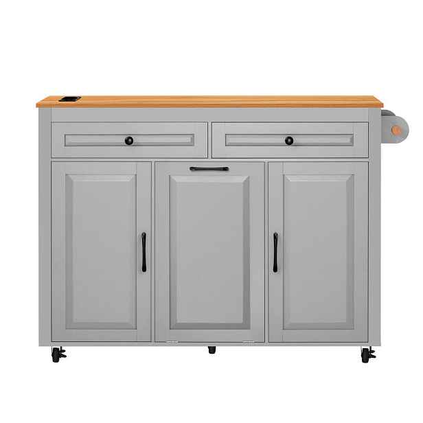 Modenvie KUCHYŇSKÝ ostrůvek z MDF, 120/40–75/92 cm šedý, výsuvná pracovní deska a zásuvky