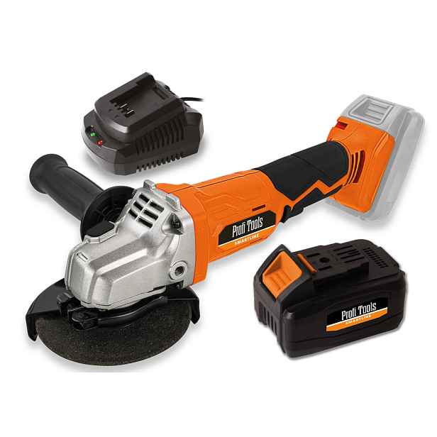 Profi Tools AKU úhlová bruska S0M-KT01-18 + AKU baterie 20V 4Ah + Rychlonabíječka AKU baterií