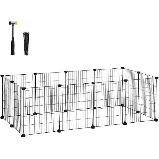 SONGMICS Ohrádka pro zvířata Rodrigo 143 cm černá