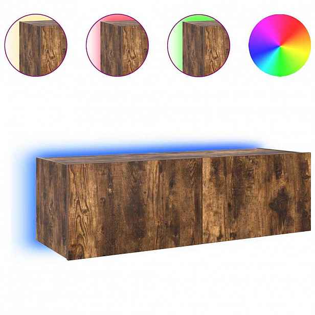 vidaXL Nástěnná TV skříňka s LED osvětlením kouřový dub 100x35x31 cm