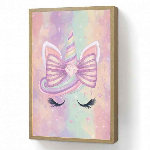 OnlyWow DOBÍJECÍ NOČNÍ LAMPIČKA Jednorožec - Třpytky - Duha - Pastelové barvy 40x60 cm