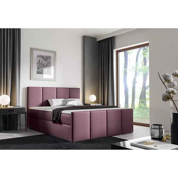 Postel s matrací a roštem LOLA - 160x220, fialová 1 + topper ZDARMA