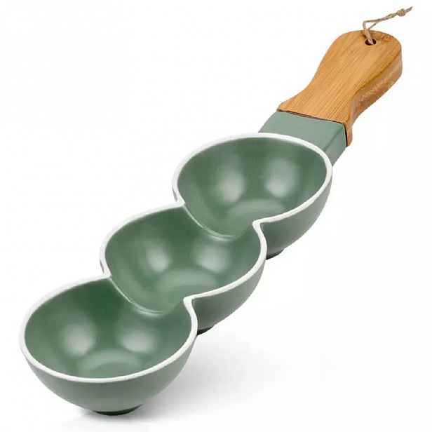 Potrójna miska porcelán "Terrestrial" 41cm zelená