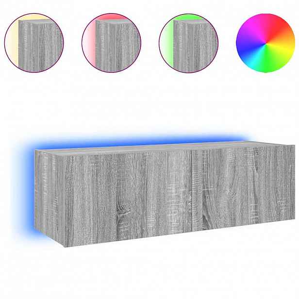vidaXL Nástěnná TV skříňka s LED osvětlením šedá sonoma 100x35x31 cm