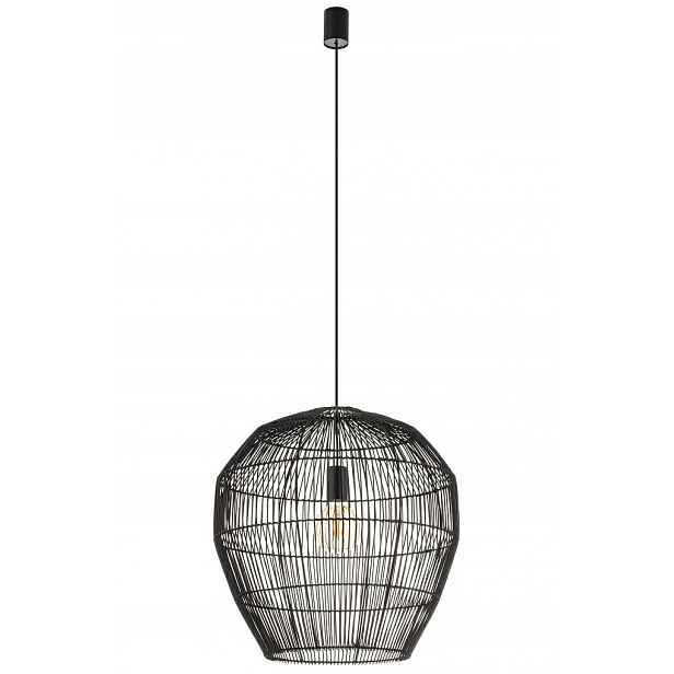 Závěsná lampa Haiti Černá Abažur 1x27 50 cm Stropní Svítidlo Pokoj Obývací pokoj Dům
