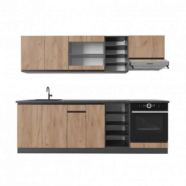Vicco KUCHYŇSKÝ KOUT R-Line Zlatý dub power/antracit 240 cm , PD Antracit