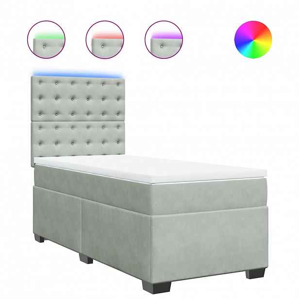 vidaXL Box spring postel s matrací světle šedá 90x190 cm samet