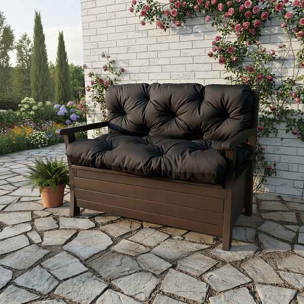 Prošívané sezení JONAS color 01 ČERNÁ různé rozměry, polstr na zahradní lavici - sedák s opěrkou, Mybesthome Rozměr: 150x60x50 cm