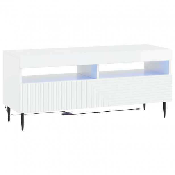 vidaXL LED TV skříň HAARLEM 100 x 35 x 43 cm Bílá s vysokým leskem
