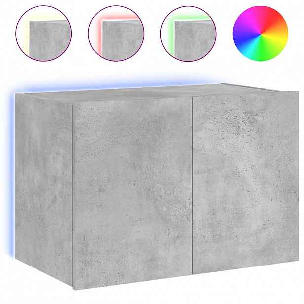 vidaXL Nástěnná TV skříňka s LED osvětlením betonově šedá 60x35x41 cm