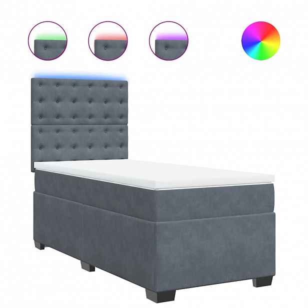 vidaXL Box spring postel s matrací tmavě šedá 90x190 cm samet