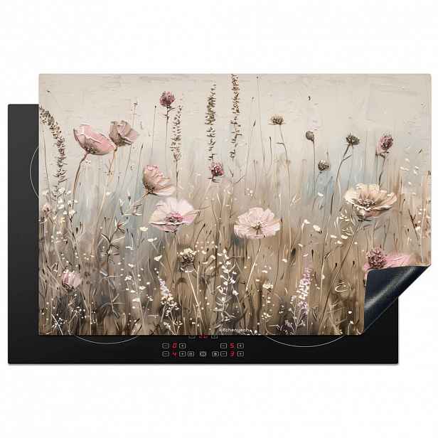 MuchoWow KRYT NA INDUKČNÍ DESKU Květiny - Béžová - Suché květiny 76x51.5 cm