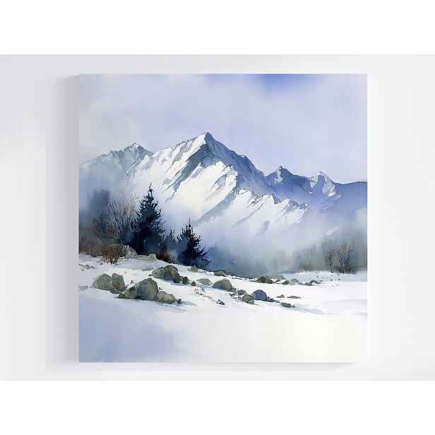 Obraz Na Plátně Canvas Krajina Pohled Na Hory Vrcholy Svahy Zima Sníh 50x50
