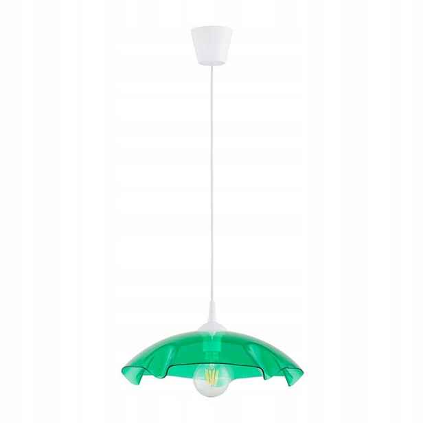 Závěsná lampa Lilia E27 15W, zelené skleněné stínítko Alfa
