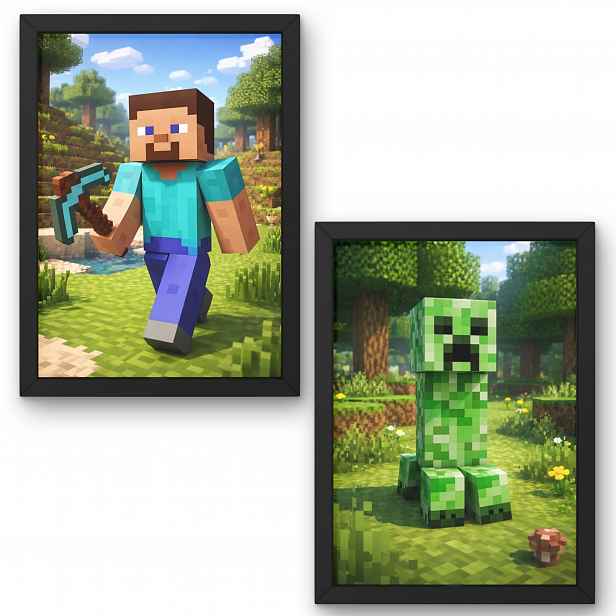 Sada dvou plakátů Minecraft Steve & Creeper 40x60 cm