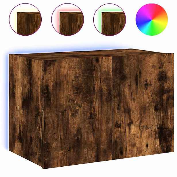 vidaXL Nástěnná TV skříňka s LED osvětlením kouřový dub 60x35x41 cm