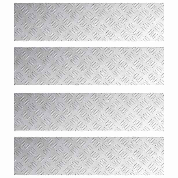 vidaXL Schodové nášlapy 4 ks 80 x 20 cm Stříbrná Hliník Obdélníkový