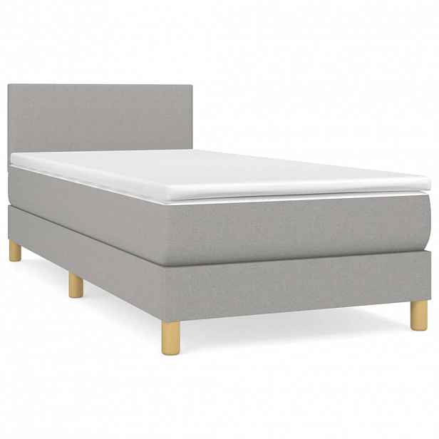 vidaXL Box spring postel s matrací světle šedý 100 x 200 cm textil