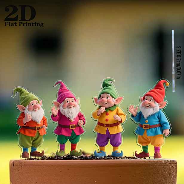 TEMU 2D ploché - 【2D ploché】 2D ploché - [2D ploché] 2D okouzlující malé trpaslíci pro bohémskou zahradní dekoraci, vhodné pro dvorky, trávníky a