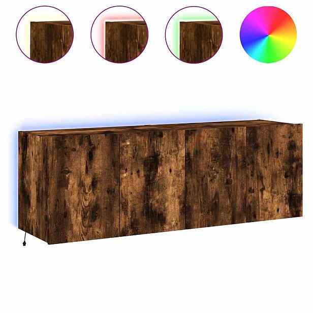 vidaXL Nástěnné TV skříňky s LED 2 ks kouřový dub 60 x 35 x 41 cm