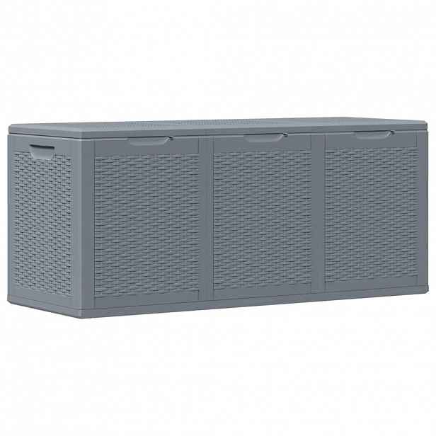 vidaXL Zahradní úložný box šedý PP ratan 270 l