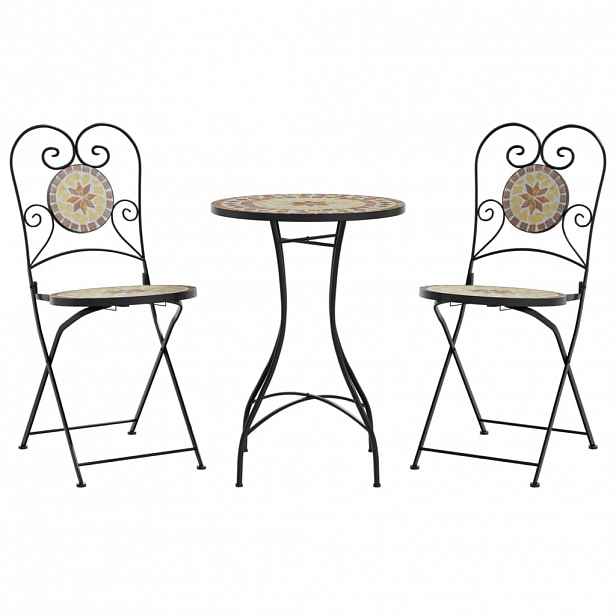 vidaXL Mozaikový bistro set terakotový a bílý železo a keramika