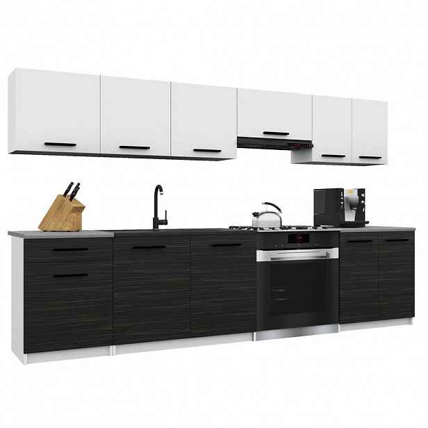 B BELINI GROUP KUCHYŇSKÁ LINKA Italia 2 240 cm, s pracovními deskami, Bílo-ebenová matná