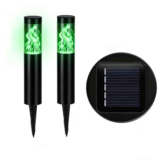TEMU Solární válcová svítidla na trávník, zelené krajinné osvětlení a LED venkovní dekorativní pochodně, solární zahradní svítidla pro dvorky,