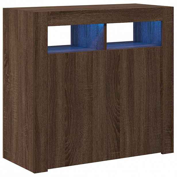 vidaXL Příborník s LED osvětlením hnědý dub 80 x 35 x 75 cm