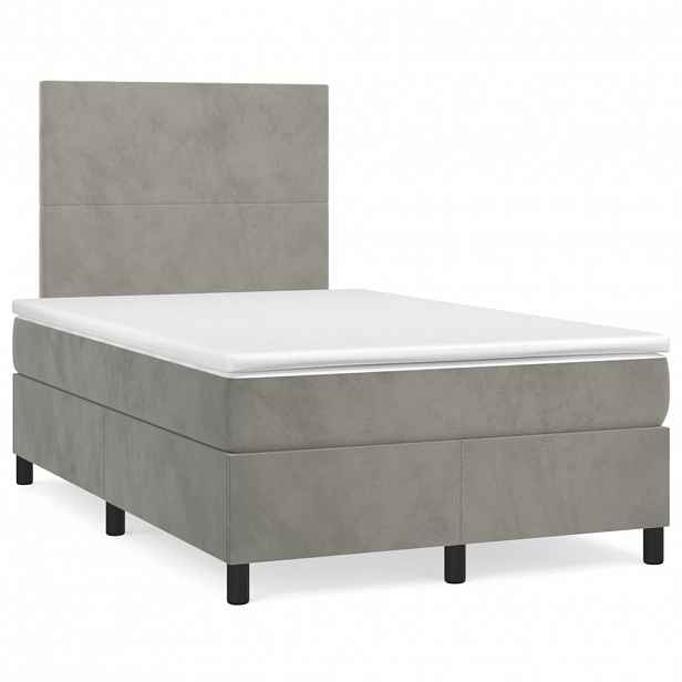 vidaXL Box spring postel s matrací světle šedá 120 x 200 cm samet
