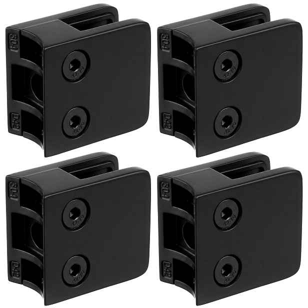Držák na sklo 45x45 mm Černý hladký mat na trubku pro skleněné zábradlí