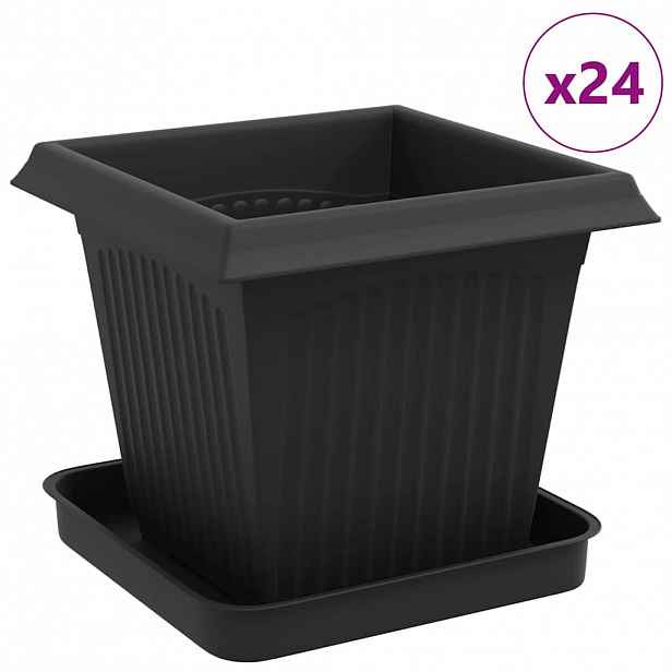 vidaXL Květináče 24 ks Černá Plast