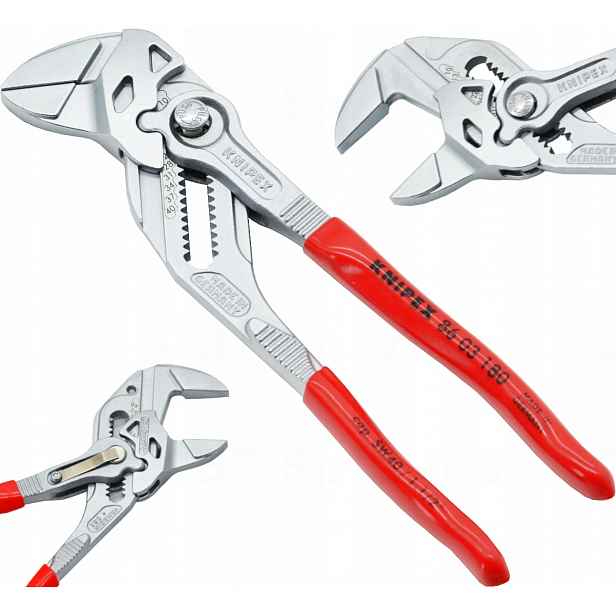 Knipex Chromované Nastavitelné Kleště S Nastavitelným Klíčem Pro Trubky Armatury 180 MM