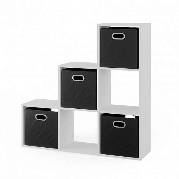 Vicco SCHODIŠŤOVÝ REGÁL Bílá 107.2 x 107.8 cm se skládacími boxy opt.3