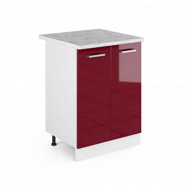 Vicco UNIVERZÁLNÍ ZÁKLADNÍ JEDNOTKA R-Line Bordó červená vysoký lesk 60 cm s dvířky, s pracovní deskou