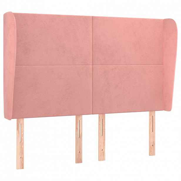 vidaXL Čelo postele typu ušák růžové 147x23x118/128 cm samet