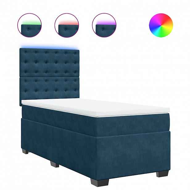vidaXL Box spring postel s matrací modrá 90 x 190 cm samet