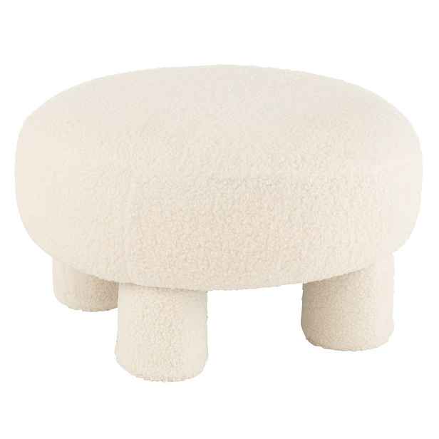 Bílá kulatá stolička Teddy Bouclé White - Ø 52*28 cm J-Line by Jolipa