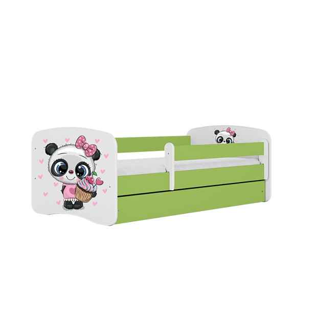 Kocot kids Dětská postel Babydreams panda zelená, varianta 80x180, se šuplíky, s matrací
