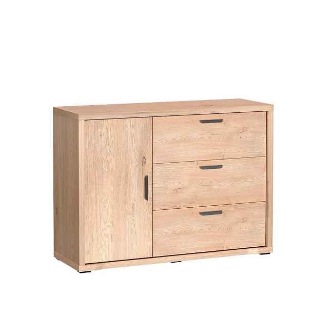 MASSENO KOMODA BRESSO, 118/86/40,5 cm se 3 zásuvkami, počet dvířek: 1, dekor dub