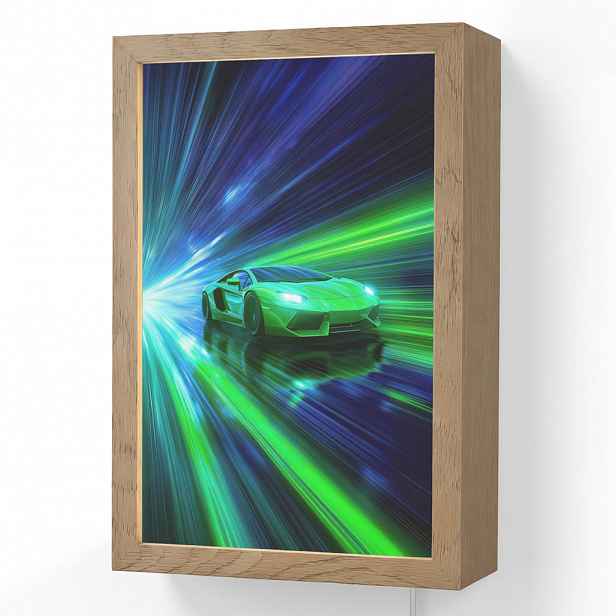 OnlyWow NÁSTĚNNÁ LAMPA Rychlost - Lehké - Sportovní vůz - Zelená 20x30 cm