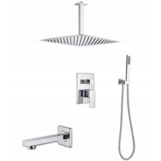 Sprchový Set Podomítkový Vývod Krátký Chrom Dešťová Sprcha 25 cm