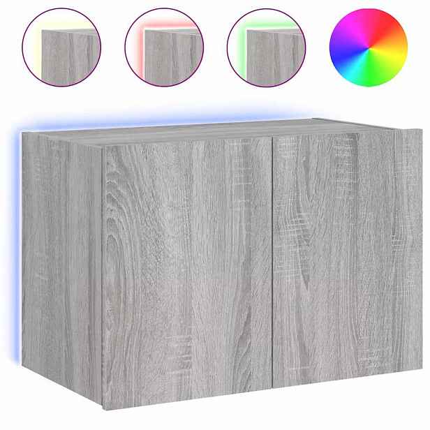 vidaXL Nástěnná TV skříňka s LED osvětlením šedá sonoma 60x35x41 cm