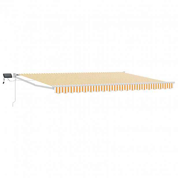 vidaXL Ruční výsuvná markýza s LED pásky Oranžová a bílá 4,5 × 3 m