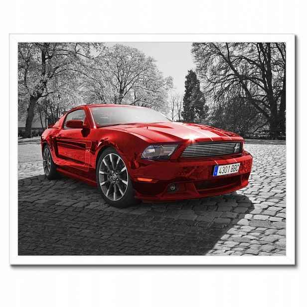 Plakáty v rámu 50x40 Červený Ford Mustang Usa