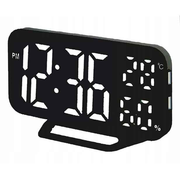 Čitelný Led Budík S Teploměrem A Vlhkoměrem Jvd SB3725.3 Alarm Usb