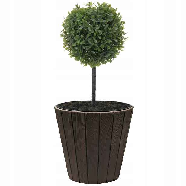 Květináč kulatý, imitace dřeva 54 L, hnědý Ø 49 cm – stylový a odolný