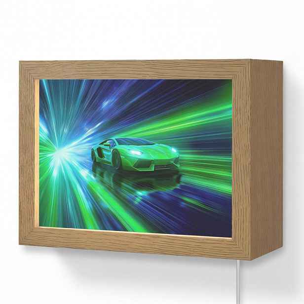 OnlyWow NÁSTĚNNÁ LAMPA Rychlost - Lehké - Sportovní vůz - Zelená 20x15 cm