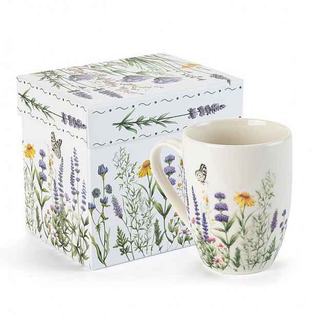 Porcelánový hrnek LEVANDULE A MOTÝLI v dárkové krabičce 350 ml